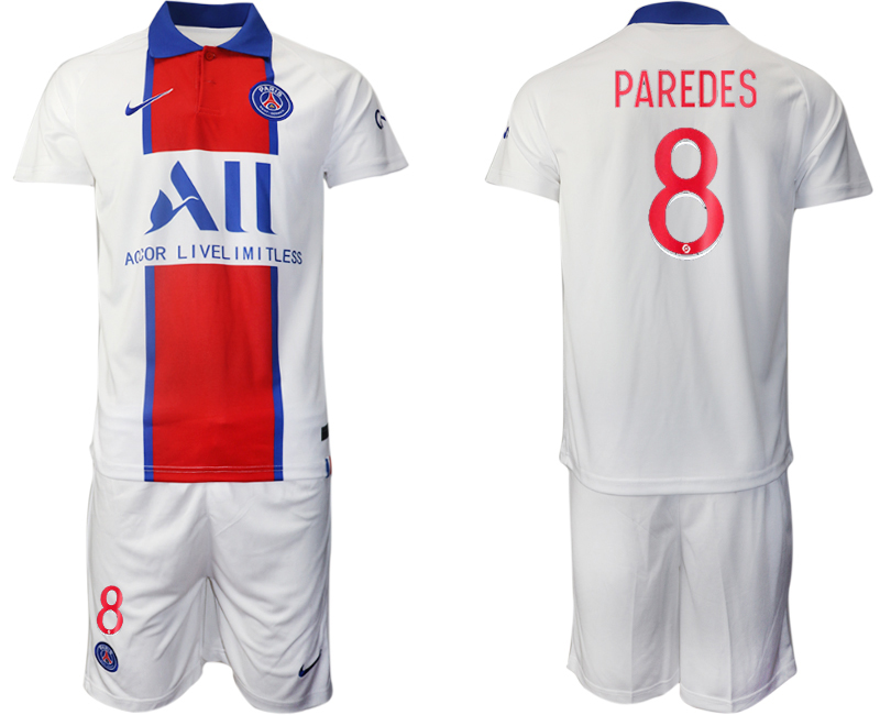 Men 2020-2021 club Paris St German away #8 white Soccer Jerseys